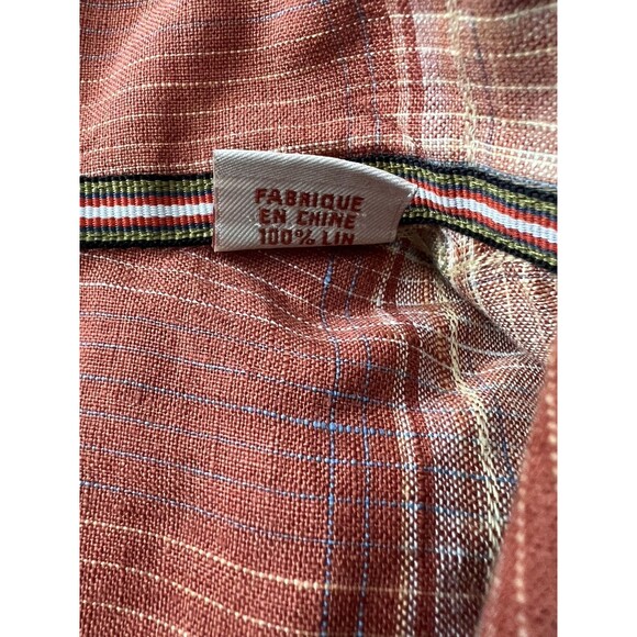 Tommy Bahama Men’s XLOrange Plaid 100% Linen Short Sleeve Button Shirt - Picture 13 of 13